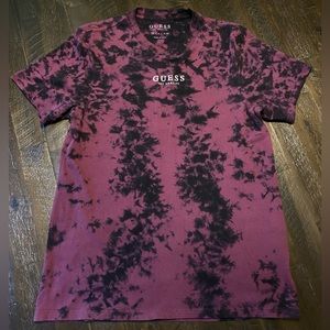 Guess Mens T-Shirt Short Sleeve Tee Tie Dye Crew Neck Cotton Purple Black XS